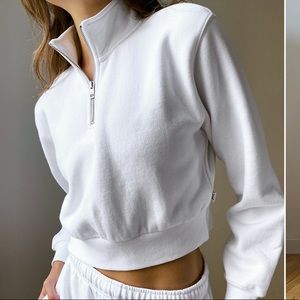 TNA CROPPED HALF ZIP UP SWEATER